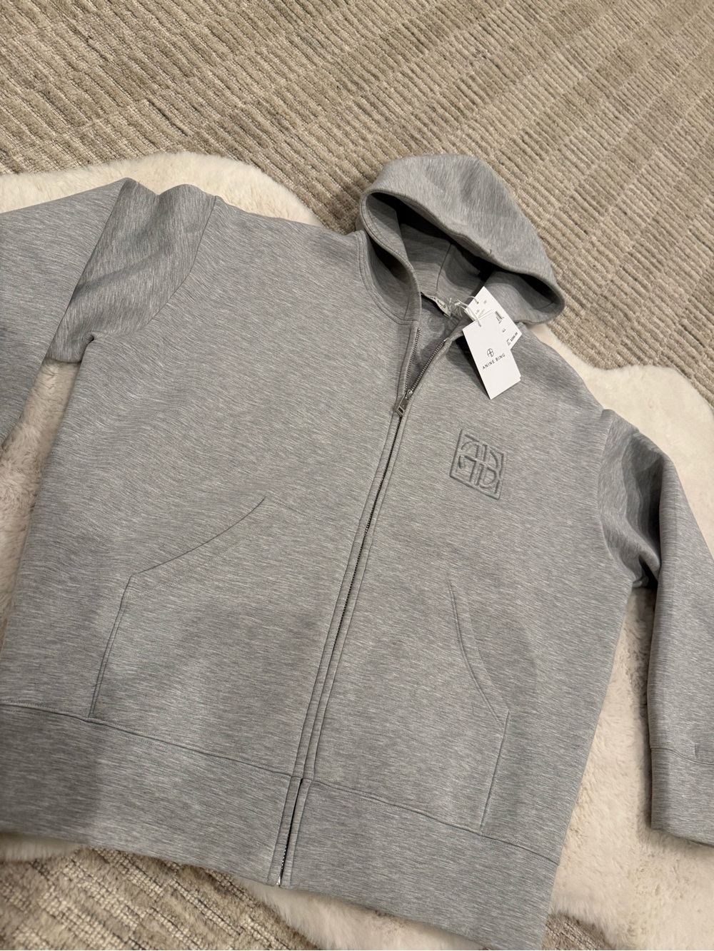 Anine Bing Grey Bond Zip Hoodie - Picture 9 of 15